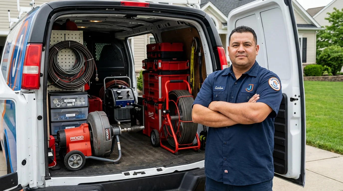 Professional drain cleaning equipment and Johns Plumbing LLC plumber in Mattapoisett