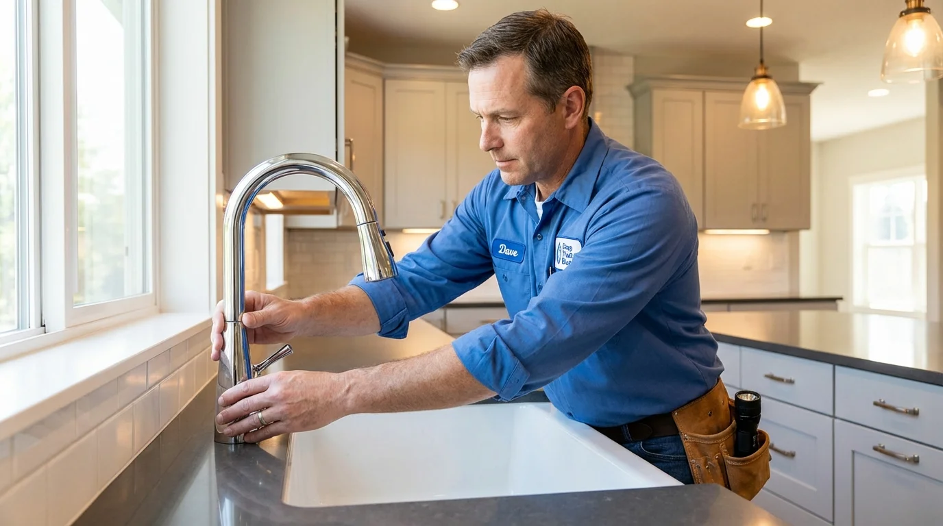 Kitchen faucet installation by Johns Plumbing LLC in Mattapoisett