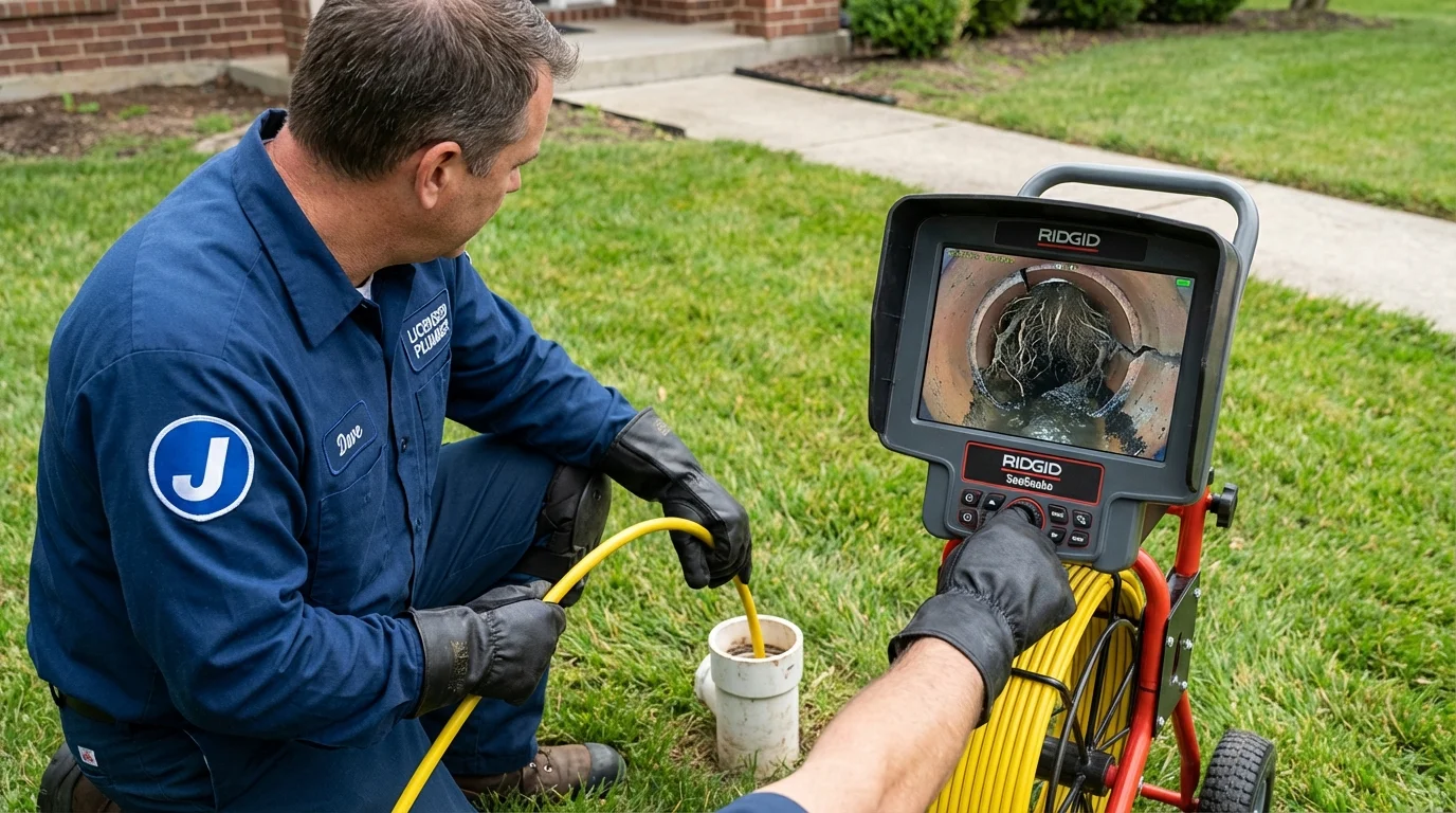 Sewer camera inspection being performed by Johns Plumbing LLC in Mattapoisett